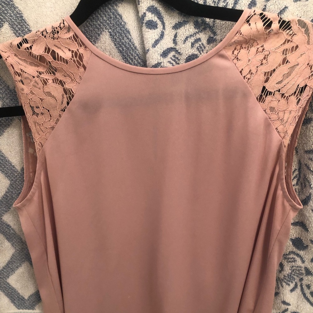 Light pink lace cap polyester top from Jcrew